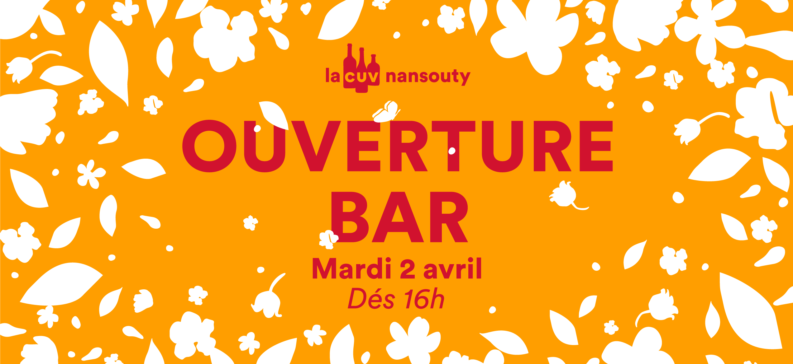 Affiche annonçant l'ouverture du bar le mardi 2 avril.